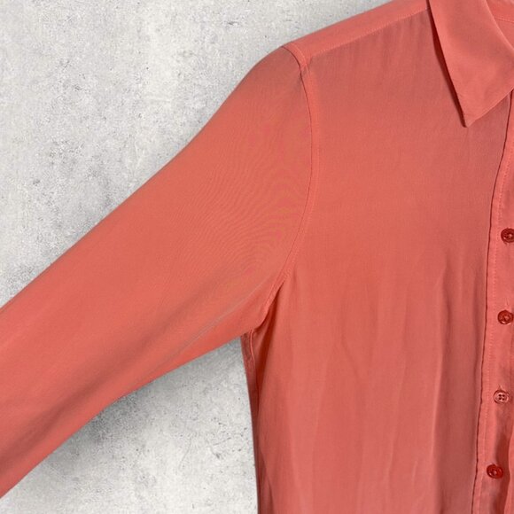 Equipment 100% Silk Lucida Shirtdress Coral Pink Peach Womens Size Small Dress S - Picture 8 of 13